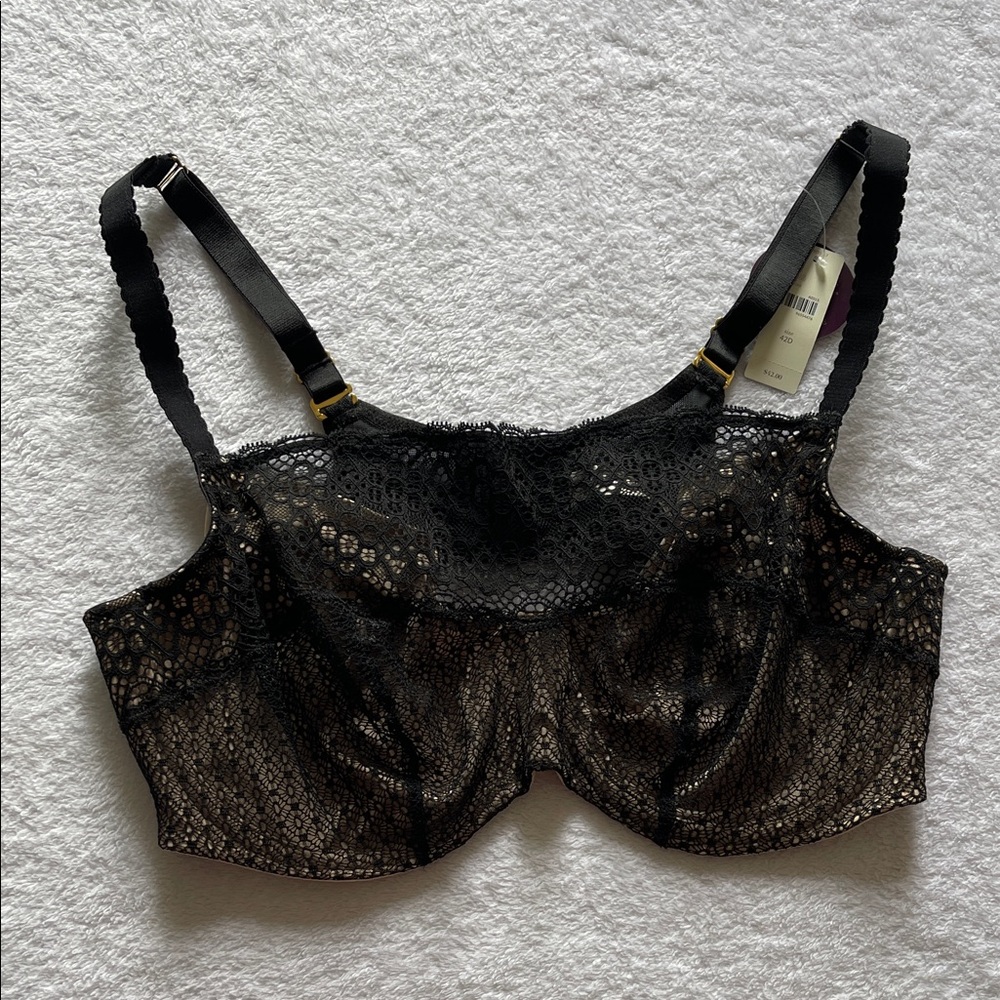 Cacique Black Lace Full Coverage Underwire Bra